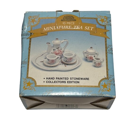 Miniature Hand Painted Stoneware 10 Piece Collectors Tea Set from Thailand - Picture 6 of 8